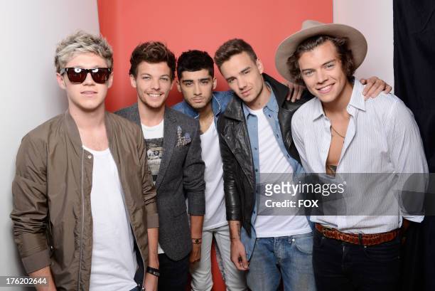Musicians Niall Horan, Louis Tomlinson, Zayn Malik, Liam Payne and Harry Styles of One Direction attend Fox Teen Choice Awards 2013 held at the...
