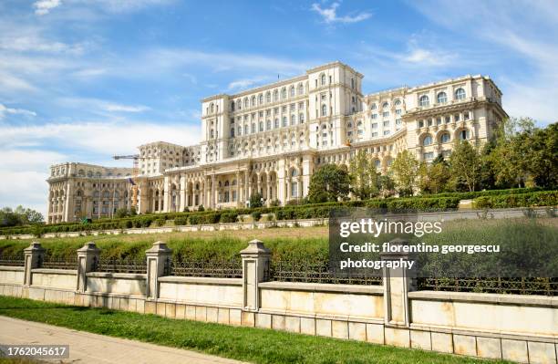 the massive palace of parliament, dictator nicolae ceausescu's most infamous creation, bucharest, romania - dictator of romania stock pictures, royalty-free photos & images