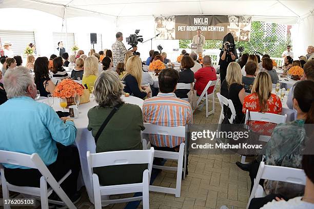 Best Friends Animal Society CEO Gregory Castle presents onstage at the NKLA Pet Adoption Center Opening Celebration at the NKLA Pet Adoption Center...