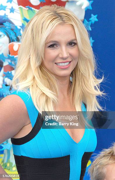 Singer Britney Spears arrives at the Los Angeles Premiere 'Smurfs 2' on July 28, 2013 at Regency Village Theatre in Westwood, California.