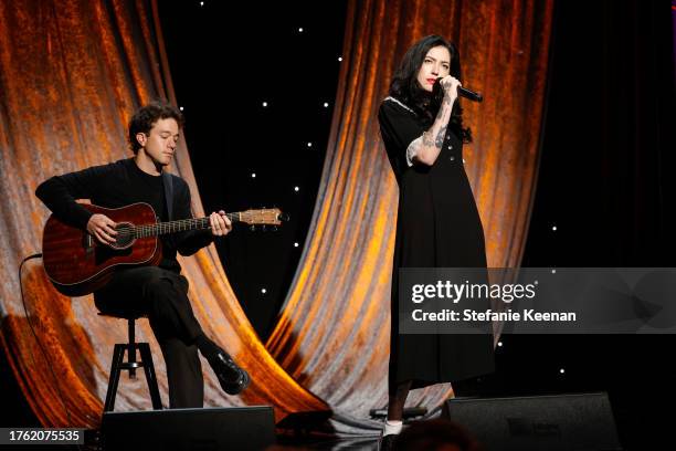 Bishop Briggs performs onstage during Friendly House 33rd Annual Awards Luncheon at The Beverly Hilton on October 28, 2023 in Beverly Hills,...