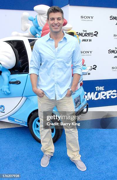 Personality Jeff Schroeder arrives at the Los Angeles Premiere 'Smurfs 2' on July 28, 2013 at Regency Village Theatre in Westwood, California.