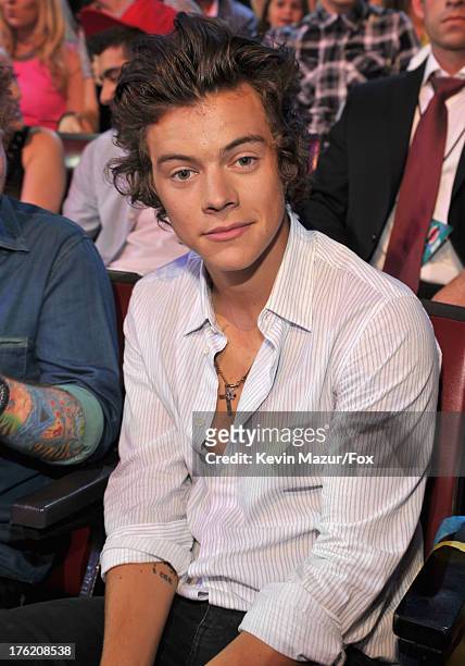 Musician Harry Styles of One Direction attends the 2013 Teen Choice Awards at Gibson Amphitheatre on August 11, 2013 in Universal City, California.