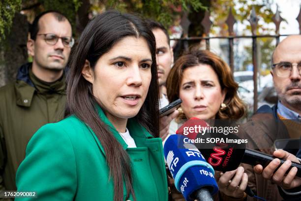 The coordinator of Bloco de Esquerda , Mariana Mortágua, speaks during the plenary of workers at RTP , at the Northern Production Center of RTP. This...