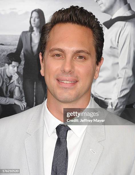 Actor Thomas Sadoski arrives at the Los Angeles Season 2 Premiere Of HBO's Series 'The Newsroom' at Paramount Studios on July 10, 2013 in Hollywood,...