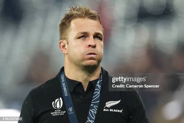 Sam Cane of New Zealand looks dejected at full-time following the Rugby World Cup Final match between New Zealand and South Africa at Stade de France...