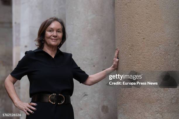 Writer Clara Sanchez poses for Europa Press for her novel 'Los pecados de Marisa Salas', in Sant Josep square, on 27 October, 2023 in Barcelona,...