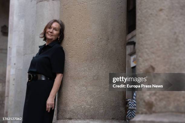 Writer Clara Sanchez poses for Europa Press for her novel 'Los pecados de Marisa Salas', in Sant Josep square, on 27 October, 2023 in Barcelona,...