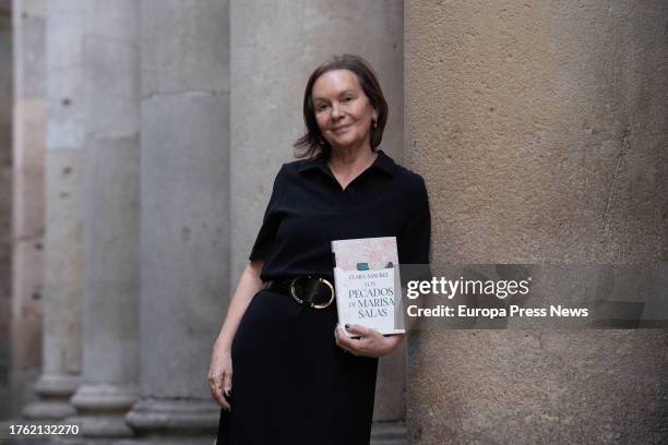 Writer Clara Sanchez poses for Europa Press for her novel 'Los pecados de Marisa Salas', in Sant Josep square, on 27 October, 2023 in Barcelona,...