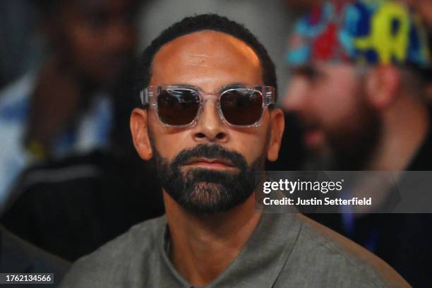 Rio Ferdinand looks on from ringside prior to during the Heavyweight fight between Tyson Fury and Francis Ngannou at Boulevard Hall on October 28,...