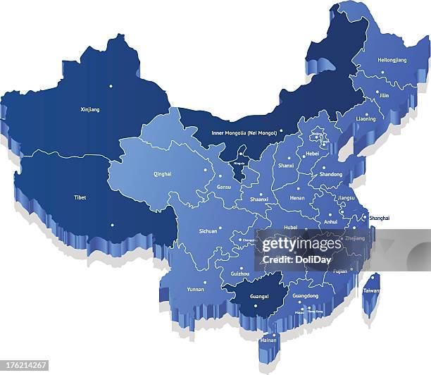 china 3d map - tibet stock illustrations