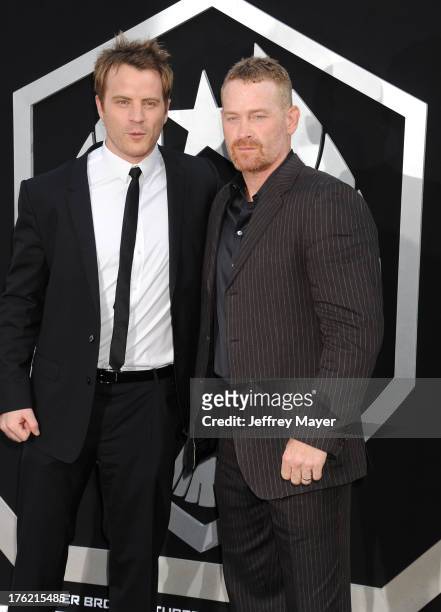 Actors Robert Kazinsky and Max Martini arrive at the 'Pacific Rim' - Los Angeles Premiere at Dolby Theatre on July 9, 2013 in Hollywood, California.
