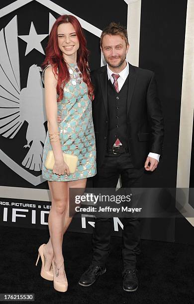 Actors Chloe Dykstra and Chris Hardwick arrive at the 'Pacific Rim' - Los Angeles Premiere at Dolby Theatre on July 9, 2013 in Hollywood, California.