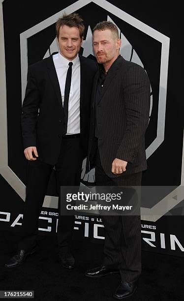 Actors Robert Kazinsky and Max Martini arrive at the 'Pacific Rim' - Los Angeles Premiere at Dolby Theatre on July 9, 2013 in Hollywood, California.
