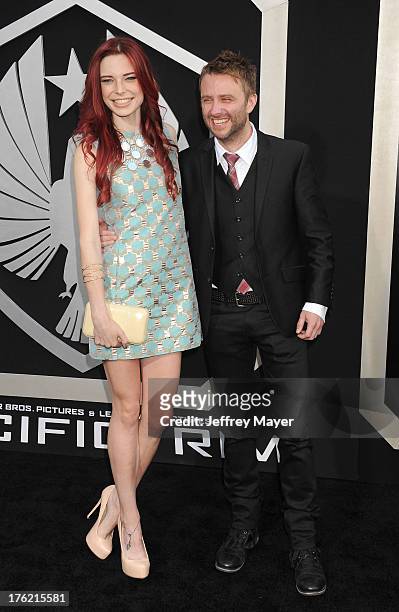 Actors Chloe Dykstra and Chris Hardwick arrive at the 'Pacific Rim' - Los Angeles Premiere at Dolby Theatre on July 9, 2013 in Hollywood, California.