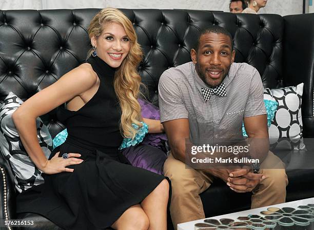 Musicians Twitch and Allison Holker attend the Backstage Creations Celebrity Retreat At Teen Choice 2013 at Gibson Amphitheatre on August 11, 2013 in...