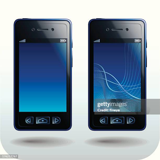 smart phone black and blue - computer blue screen stock illustrations