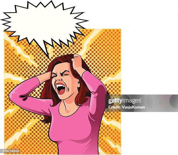 woman out of control - shouting stock illustrations