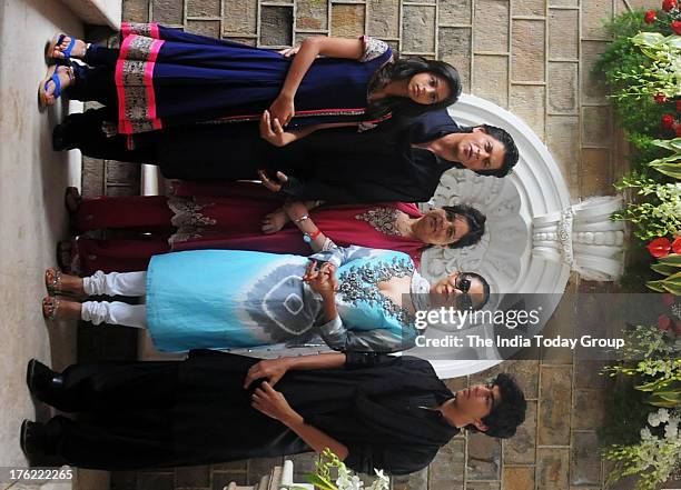 Shahrukh Khan with his wife Gauri Khan, Son Aryan, daughter Suhana and sister Shehnaz during the Eid lunch, hosted at his lavish mansion in Bandra.