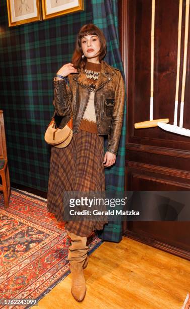 Lea Neumann, wearing Ralph Lauren, attends an event to launch the Ralph Lauren Holiday takeover at KaDeWe on November 3, 2023 in Berlin, Germany.