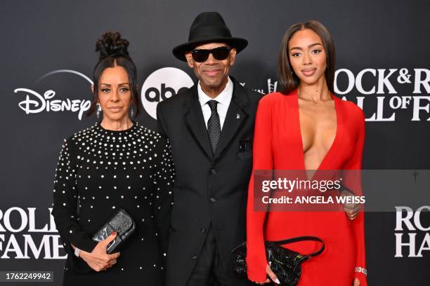 Music producer Jimmy Jam , wife Lisa Padilla and daughter Bella Harris arrive for the 38th Annual Rock & Roll Hall of Fame Induction Ceremony at...