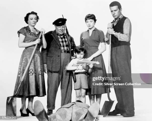 Publicity still for 'The Trouble With Harry', directed by Alfred Hitchcock, 1955. Left to right: Mildred Natwick as Miss Ivy Gravely, Edmund Gwenn as...