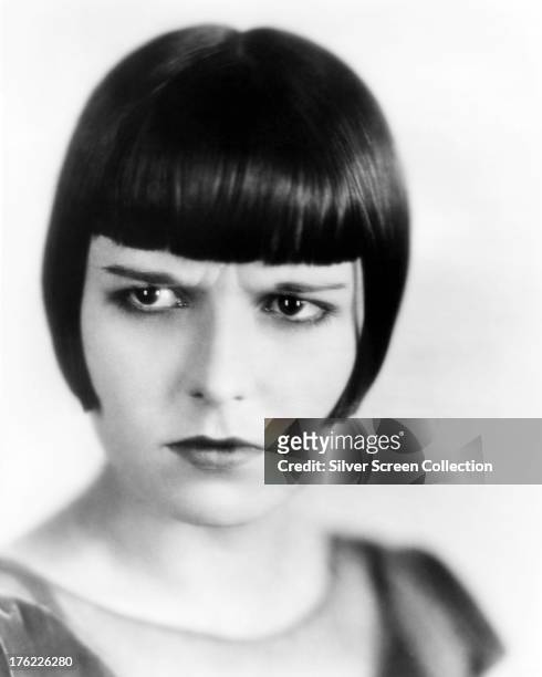 Frowning portrait of American silent film actress Louise Brooks , circa 1929.