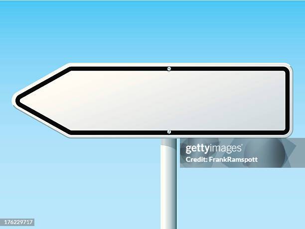 blank white direction left arrow road sign - arrowhead clip art stock illustrations