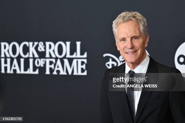 British guitarist John Sykes arrives for the 38th Annual Rock & Roll Hall of Fame Induction Ceremony at Barclays Center in the Brooklyn borough of...