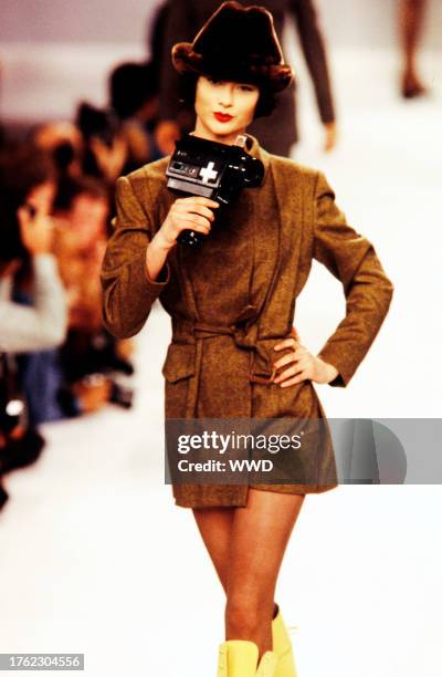 Model Shalom Harlow; The filming of this fashion show is part of the Unzipped documentary.