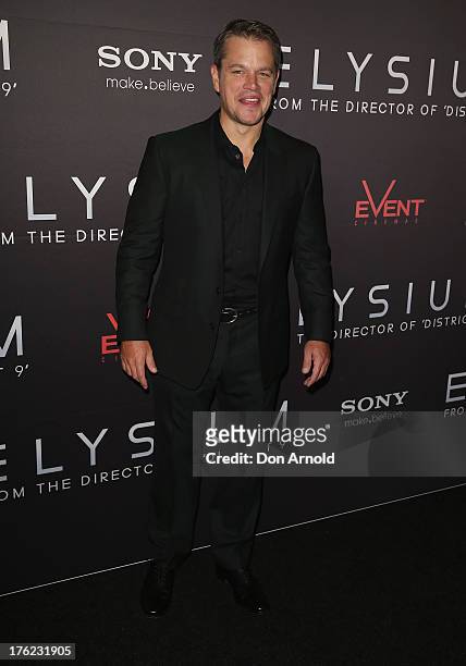 Matt Damon arrives for the Australian Premiere of "Elysium" on August 12, 2013 in Sydney, Australia.