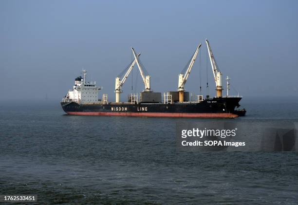 Bulk carrier 'Tao Star' is seen moving on the water of Arabian sea in Mumbai.