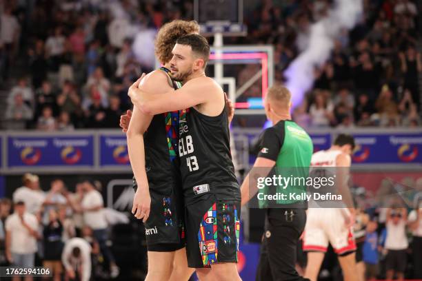 Chris Goulding of United celebrates at full time during the round five NBL match between Melbourne United and Illawarra Hawks at John Cain Arena, on...