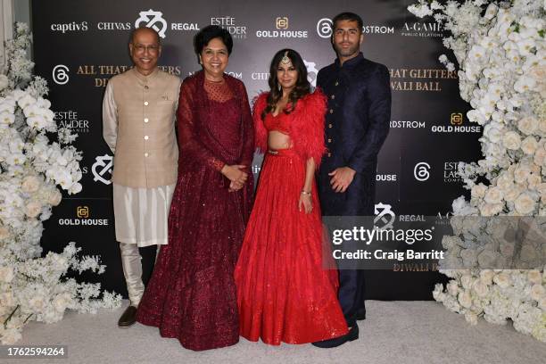 Raj Nooyi, Indra Nooyi, Anjula Acharia and Furhan Ahmad attend the New York City All That Glitters Diwali Ball at The Pierre Hotel on October 28,...