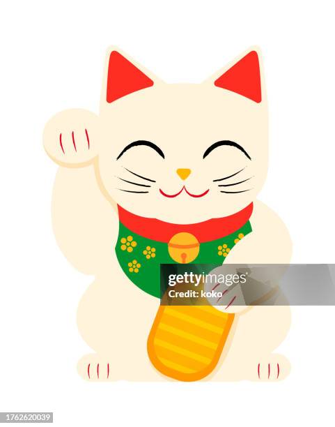 japanese lucky cat. maneki neko. - maneki neko stock illustrations