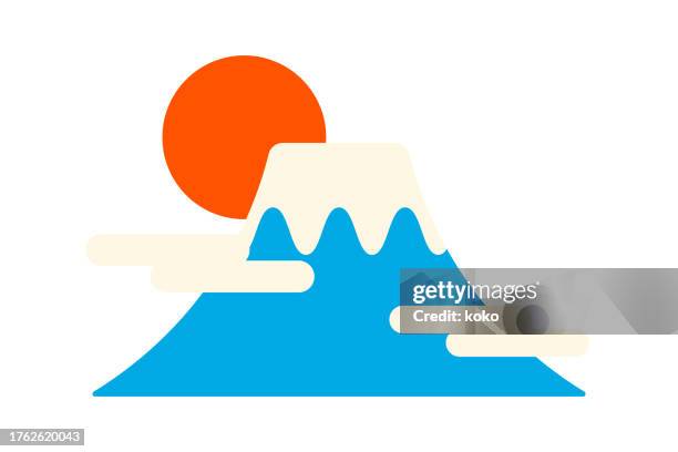 mount fuji. - natural landmark stock-grafiken, -clipart, -cartoons und -symbole