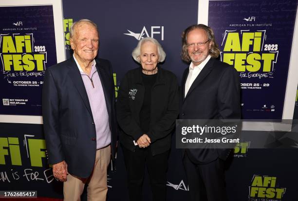 Founding Director, George Stevens Jr., AFI President Emerita, Jean Picker Firstenberg and AFI President and CEO, Bob Gazzale attend the panel...