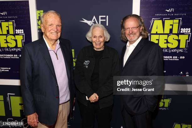 Founding Director, George Stevens Jr., AFI President Emerita, Jean Picker Firstenberg and AFI President and CEO, Bob Gazzale attend the panel...