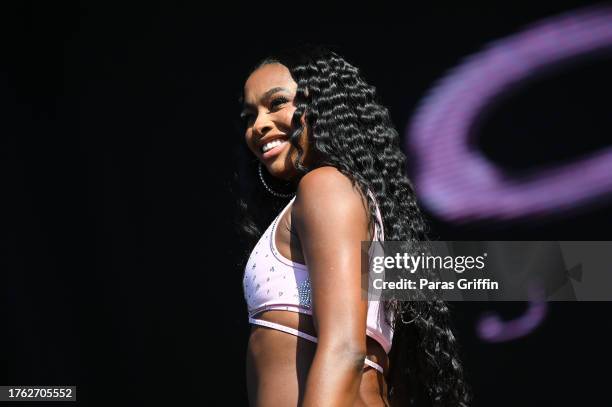 Singer CoCo Jones performs onstage on Day 1 of 2023 ONE MusicFest at Piedmont Park on October 28, 2023 in Atlanta, Georgia.