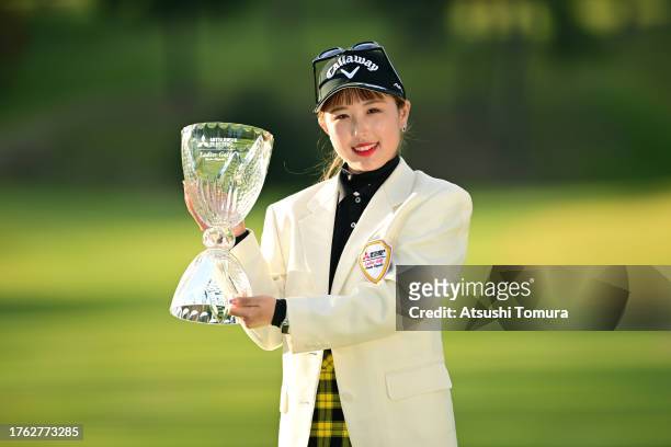 Hana Lee of South Korea poses with the trophy after winning the tournament following the final round of Hisako Higuchi Mitsubishi Electric Ladies...