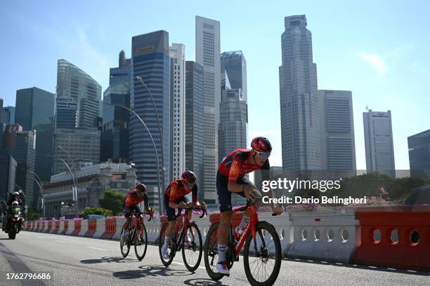 Joshua Tarling of The United Kingdom, Leo Hayter of The United Kingdom, Brandon Rivera of Colombia and Team INEOS Grenadiers compete during the Pro...