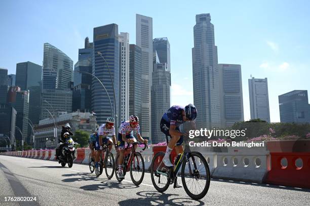 Peter Sagan of Slovakia, Giulio Ciccone of Italy - Polka Dot Mountain Jersey and Chris Froome of The United Kingdom and TDF Criterium Legends Team...