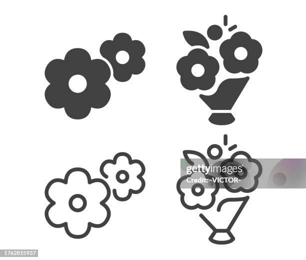illustrazioni stock, clip art, cartoni animati e icone di tendenza di fiore - icone dell'illustrazione - bouquet