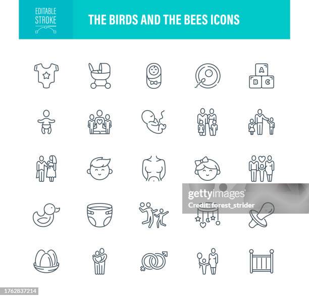 the birds and the bees icons - baby crying icon stock illustrations