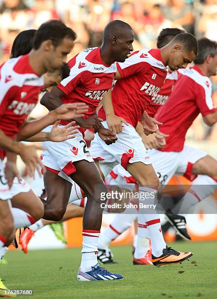 Eric Abidal of AS Monaco warms up before the french Ligue 1 match between FC Girondins de Bordeaux and AS Monaco FC at the Stade Chaban-Delmas...