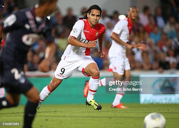 Radamel Falcao of AS Monaco in action during the french Ligue 1 match between FC Girondins de Bordeaux and AS Monaco FC at the Stade Chaban-Delmas...
