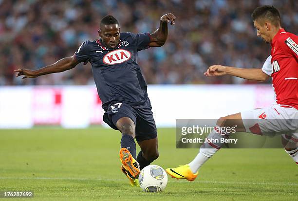 Andre Poko of Bordeaux in action during the french Ligue 1 match between FC Girondins de Bordeaux and AS Monaco FC at the Stade Chaban-Delmas stadium...