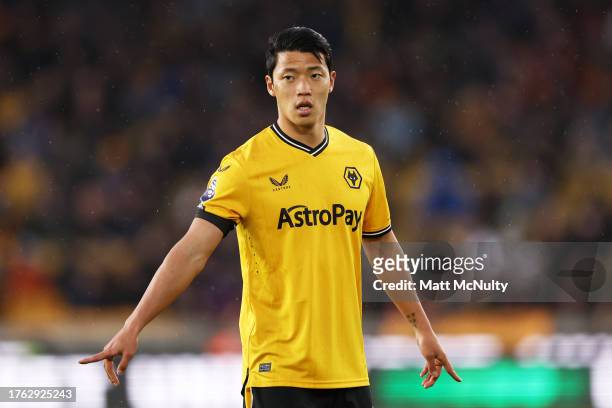 Hwang Hee-Chan of Wolverhampton Wanderers during the Premier League match between Wolverhampton Wanderers and Newcastle United at Molineux on October...