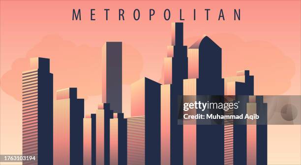 3d skyline cityscape, mtropolitan - photoshop photos et images de collection