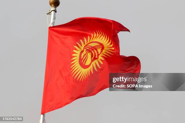 The national flag of the Kyrgyz Republic as a participating country at the 12th St. Petersburg International Gas Forum .